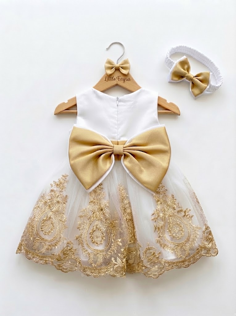 Aurora Luxe Golden White Dress